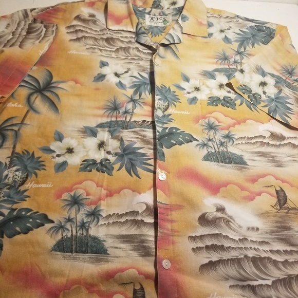 Kys Mens Hawaiian Shirt Made in USA W 27" L30 1/2" - Picture 5 of 8